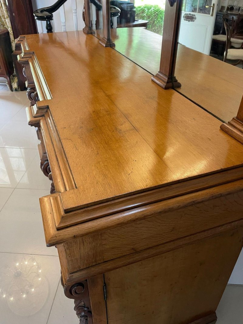 Majestic Antique Victorian Carved Oak Mirror Backed Sideboard - Image 14